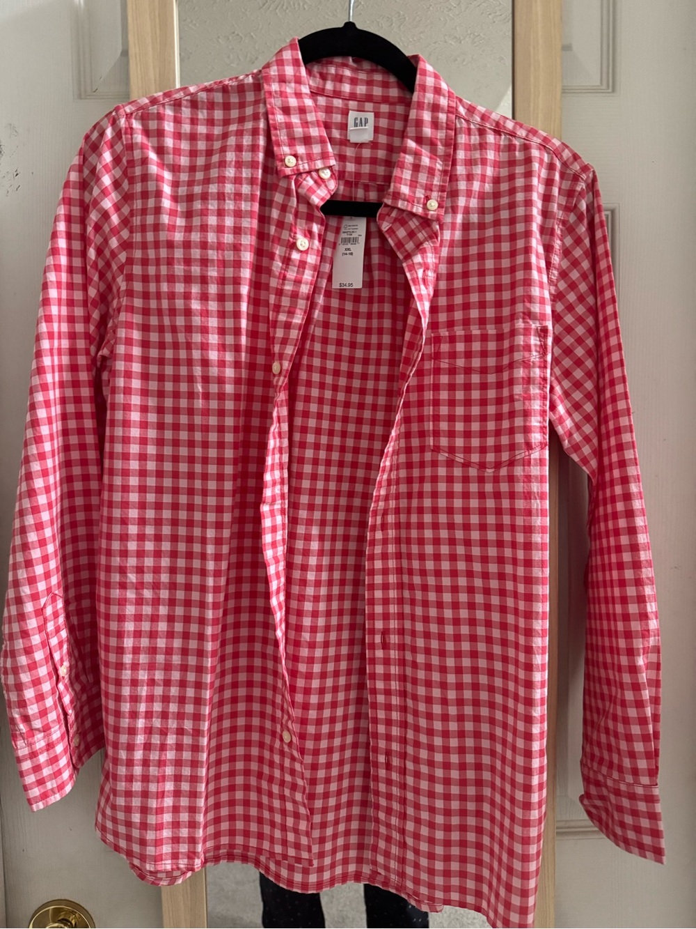 GAP Kids Red and White Gingham Shirt NWT XXL 14-16